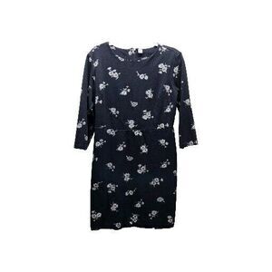 OLD NAVY Womens Black Daisy Flower Print Knee Length Dress 3/4 Sleeve Large